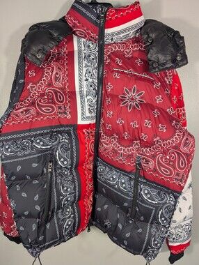 Men's Rockstar Original Kyro Red/Black Bandana Print Puffer Jacket. Sz.L